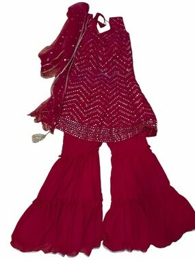 Pink Embellished Indian Outfit Shahara Set